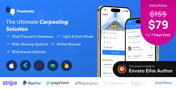 PoolMate | BlaBlaCar Clone | Complete Carpooling Solution in Flutter 2.0