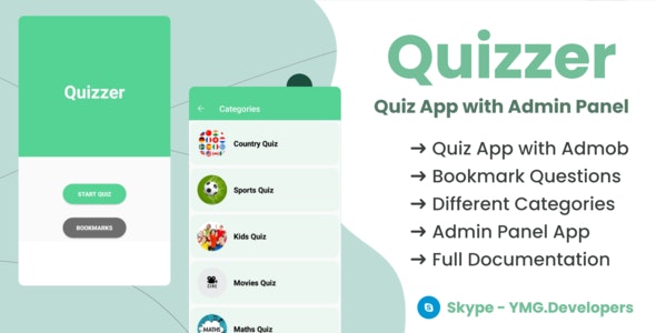 Quizzer – Quiz app with admob ads and Admin App