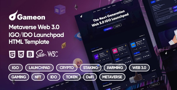 Gameon – Metaverse IGO Launchpad HTML Template