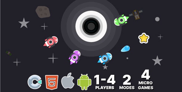 Black Hole. 1-4 Player Mode. 2 Modes. 3 Games. Construct 3 (c3p)