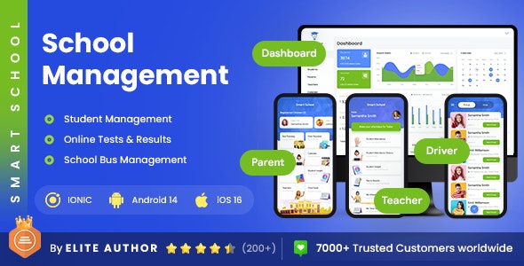 6 App Template| Students’ Dashboard | School Bus Tracking| School-Parent Engagement | Smart School