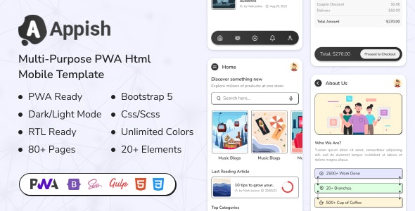 Appish Multipurpose PWA HTML template