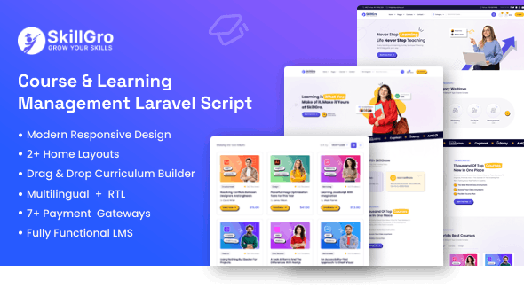 SkillGro – Course & Learning Management System Laravel Script (LMS) 1.6.0