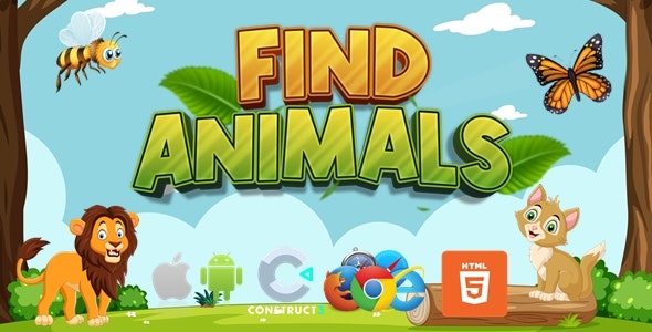 Find Animals – Educational Game For Kids – HTML5/Desktop/Mobile – Construct 3 (Source Code Included)