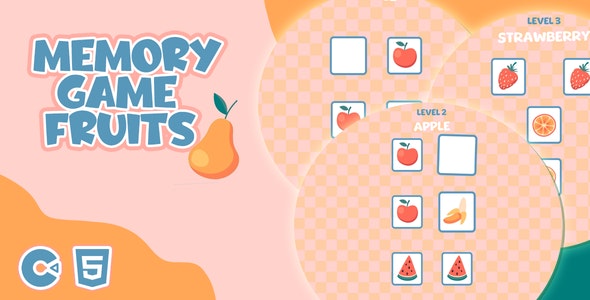 Memory Game Fruits – HTML5 Educational Game – Construct 3