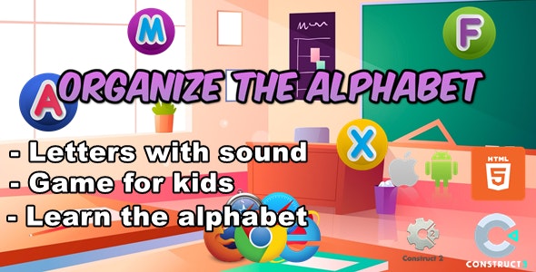 Organize The Alphabet for Kids – Educational Game – HTML5 Game – (Capx/C3p)