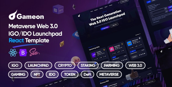 Gameon – Metaverse IGO Launchpad React Template