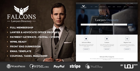 Falcons – Directory for Lawyers & Law Firms WordPress Theme