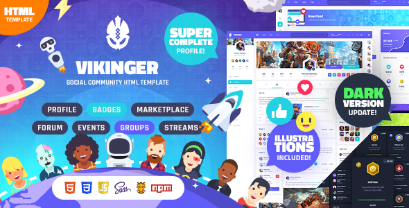 Vikinger – Social Community and Marketplace HTML Template