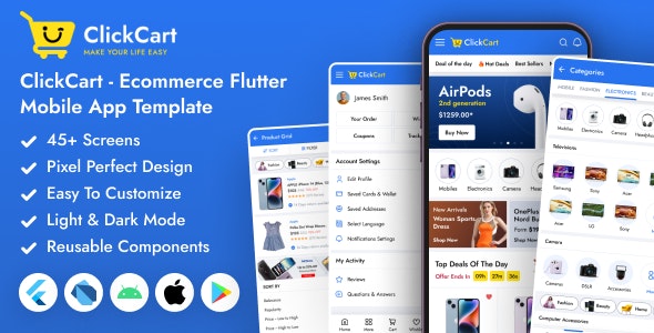 ClickCart – Flutter eCommerce Mobile App Template