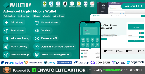 Walletium – Digital Wallet and Payment Gateway Full Solution 1.1.0