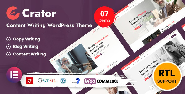 Crator – Content Writer & Copywriting WordPress Theme