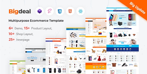 Bigdeal – React Next Js Ecommerce Graphql | Html Template Bundle