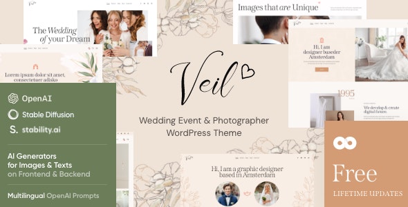 Veil – Wedding Event & Photographer WordPress Theme