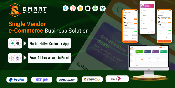 Smart eCommerce – Single Vendor Complete e-Commerce Mobile App With Admin Panel