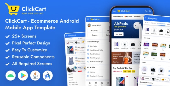 ClickCart – eCommerce Android Mobile App Template