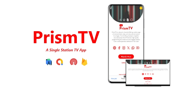 PrismTV – A Single Station TV App | ADMOB, ONESIGNAL, FIREBASE