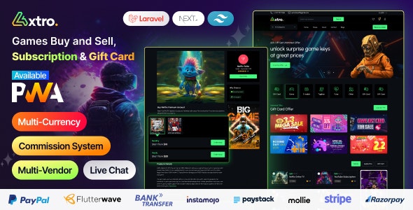 Axtro – Games Buy and Sell, Subscription & Gift Card Laravel Script 1.5