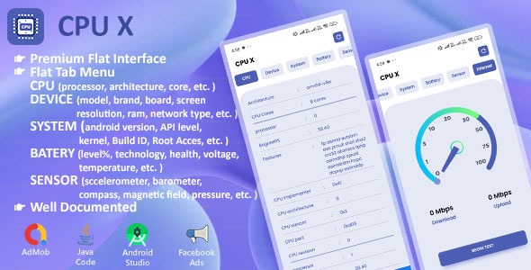 CPU X – Info provider for CPU, Device, System, Live Battery, Sensor with Internet Speed meter