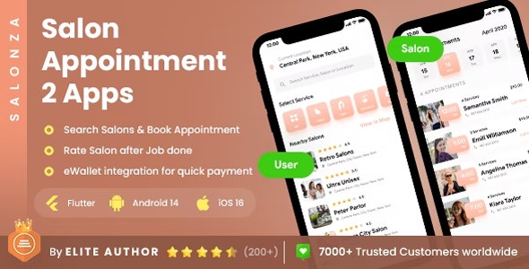 4 App Template| Salon Appointment Booking| Appointment Management| Services Booking App| Salonza