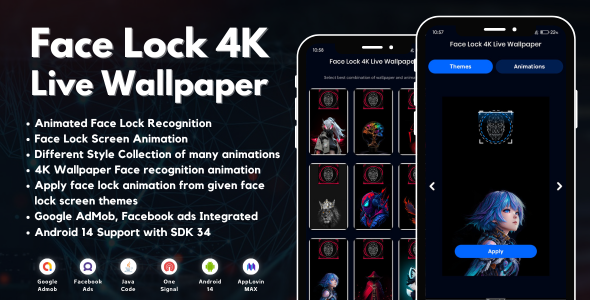 Face Lock 4K Live Wallpaper Face Recognition with AdMob Ads Android