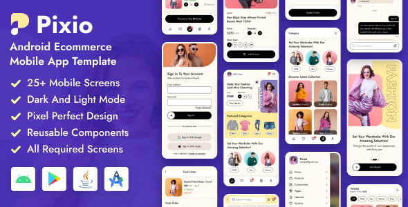 Pixio – Fashion eCommerce Android Mobile App Template