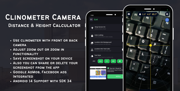 Clinometer Camera Height Calculator with AdMob Ads Android