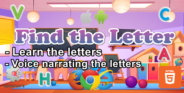 Find The Letter for kids – Educational Game – HTML5 (.Capx)