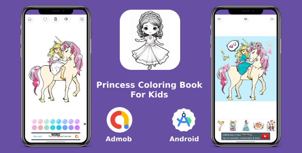 Princess Coloring Book For Kids with Admob + GDPR (Android 13 Supported)