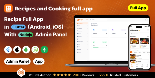 Recipe Full App in Flutter with NodeJs Backend | Cooking Guide App in Flutter