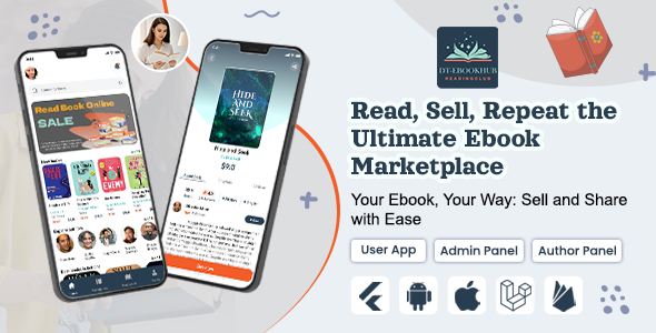 DT-EBookHub: Multivendor Ebook Selling Platform – Flutter App for Android & iOS | Admin & Author Pan