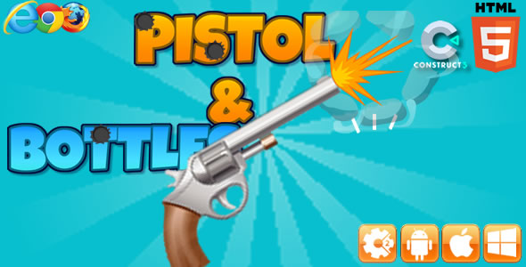 Pistol & Bottles – HTML5 Game – Construct 3(c3p)