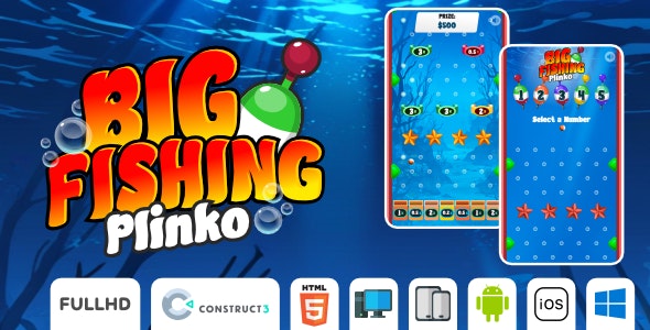 Big Fishing Plinko – Casino Game – HTML5 Game (Construct3)